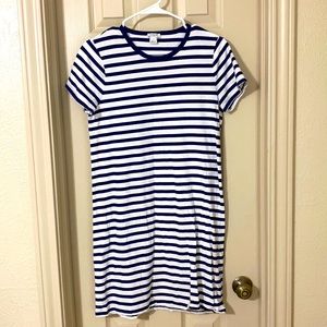 J. Crew Navy White Striped Short Sleeve Dress